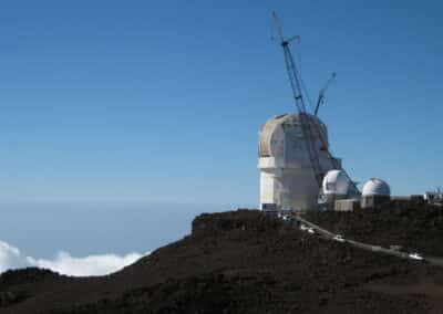 A view of the Inouye Solar Telescope site from the from the Pu'u'ula'ula Summit Overlook, January 12, 2016. Photo by Heather Marshall.