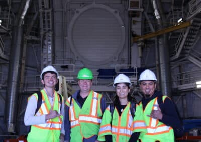 The 2016 Akamai interns, touring the construction site on July 8, 2016. From left to right: Jaren Ashcraft, University of Rochester, UH/IfA Intern, Mentor: Andre Fehlmann JD Armstrong, Institute for Astronomy, Maui Technology Education and Outreach Specialist Kari Noe, University of Hawai`i at Manoa, DKIST intern, Mentor: Tom Schad Joey Hashimoto, University of Hawai`i Maui College, UH/IfA Intern, Mentor: Andre Fehlmann