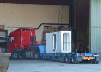 A sector of the enclosure base ring arrives at the IDOM factory assembly and testing workshop in Basauri, Spain. Image courtesy of AEC-Idom, March 2013.