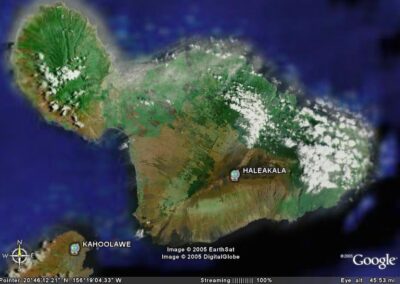 Landsat image showing the location of the NSF's Daniel K. Inouye Solar Telescope on Haleakalā.