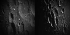 Images of the Moon taken during focusing and testing of the primary and secondary mirrors in the DKI Solar Telescope. The ITC Team took these images at the “Gregorian” focus between the M2 and M3 positions.