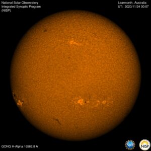 A new sunspot peeks around the edge of the Sun, as predicted by NSO scientists