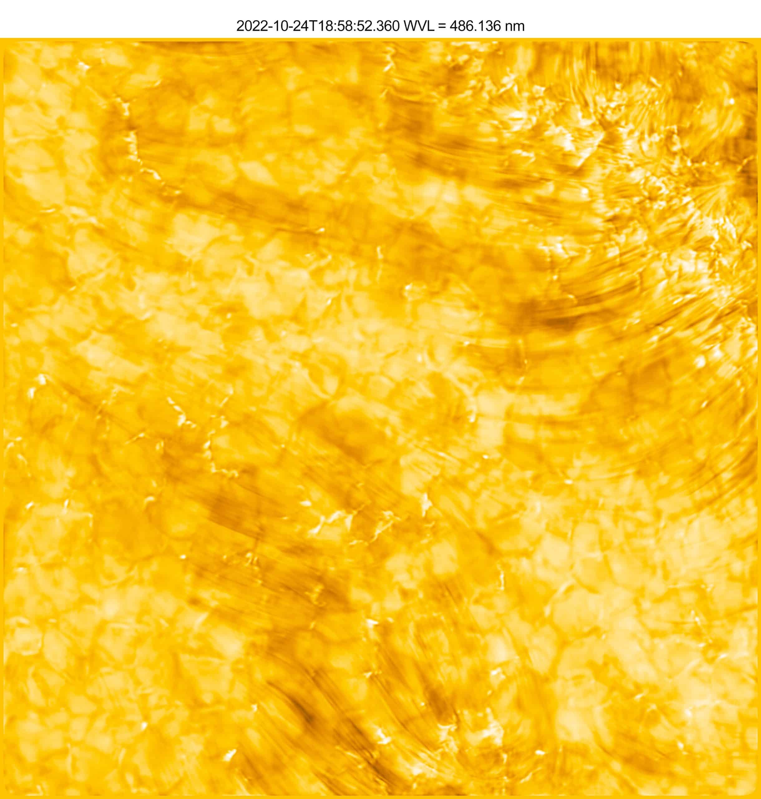 This image, taken by Inouye Solar Telescope in coordination with the ESA’s Solar Orbiter, reveals the fibrillar nature of the solar atmosphere. In the atmosphere, or chromosphere, fine, dark threads of plasma (fibril) are visible emanating from the magnetic network below. The outline of bright structures are signature of the presence of magnetic fields. Image Title: The Fibrillar Nature of the Solar Atmosphere PID: PID_1_123 Large Field of View: 30,720km x 30,720km Image Credit: NSF/AURA/NSO Image Processing: Friedrich Wöger(NSO), Catherine Fischer (NSO) Science Credit: Public DDT Data