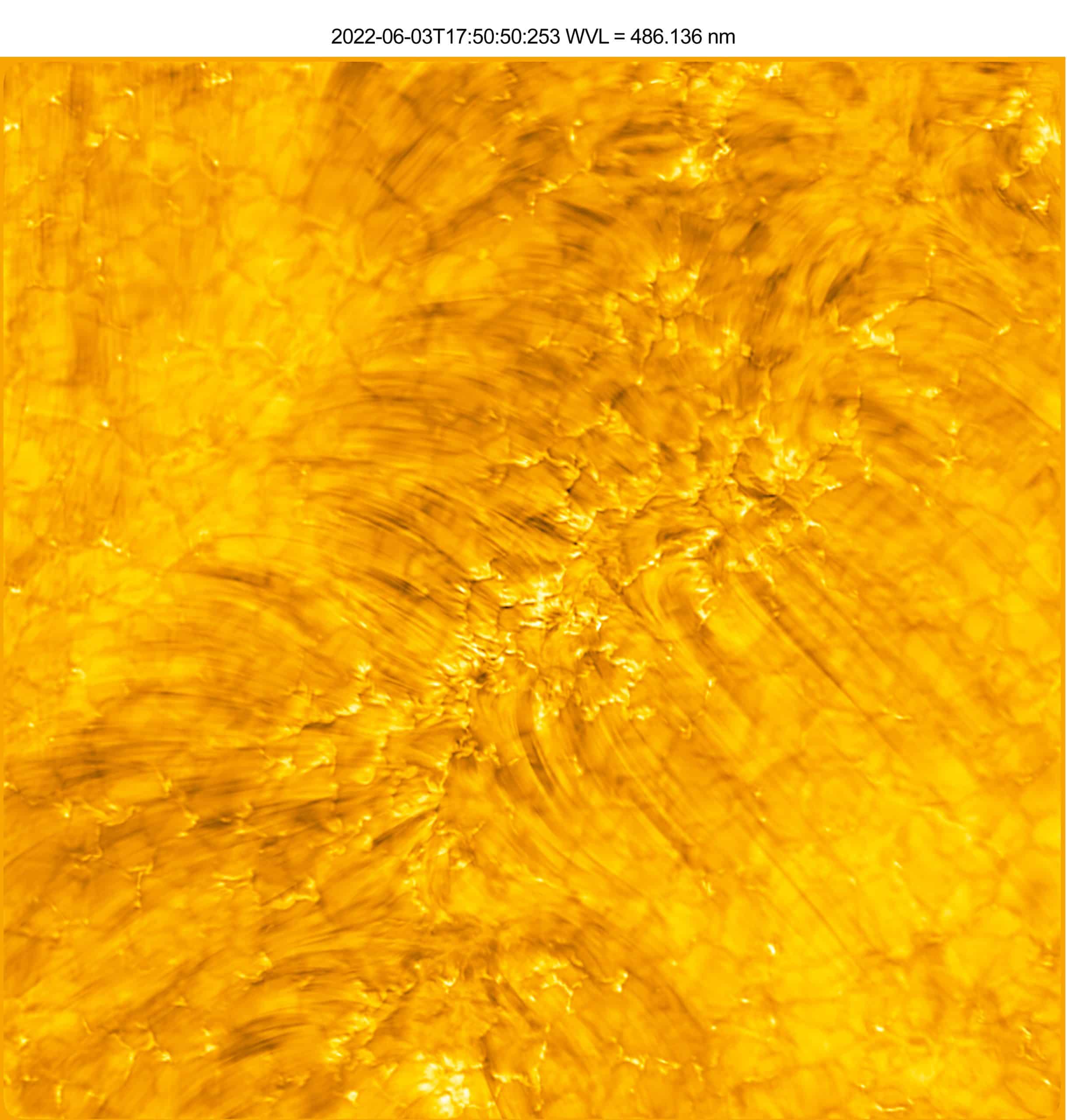 The lower atmosphere (chromosphere) of the Sun exists above the Sun’s surface (photosphere). In this image, the fibrillar nature of the solar atmosphere is exemplified. Dark, fine threads (fibrils) are ubiquitous in the chromosphere. The outline of bright structures are signature of the presence of magnetic fields in the photosphere below. This image was captured by the Inouye Solar Telescope during a coordinated observation campaign with NASA’s Parker Solar Probe and ESA’s Solar Orbiter. Image Title: Detailed View of the Solar Atmosphere PID: PID_1_118 Large Field of View: 30,720km x 30,720km Image Credit: NSF/AURA/NSO Image Processing: Friedrich Wöger(NSO), Catherine Fischer (NSO) Science Credit: Public DDT Data