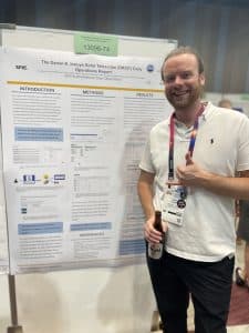 David Morris, a software developer at the NSF Inouye Solar Telescope managed by the National Solar Observatory, stands with his poster at the 2024 SPIE Astronomical Telescopes + Instrumentation Conference in Yokohama, Japan.